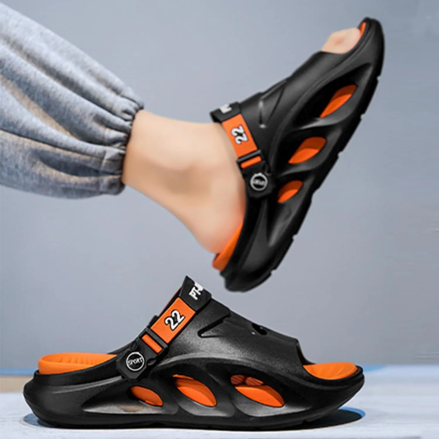 Men's Fashion EVA Slippers, Non-slip Quick Dry Open Toe Slippers, Indoor Outdoor Walking, Men's Summer Beach Slippers Sandals Dual Use