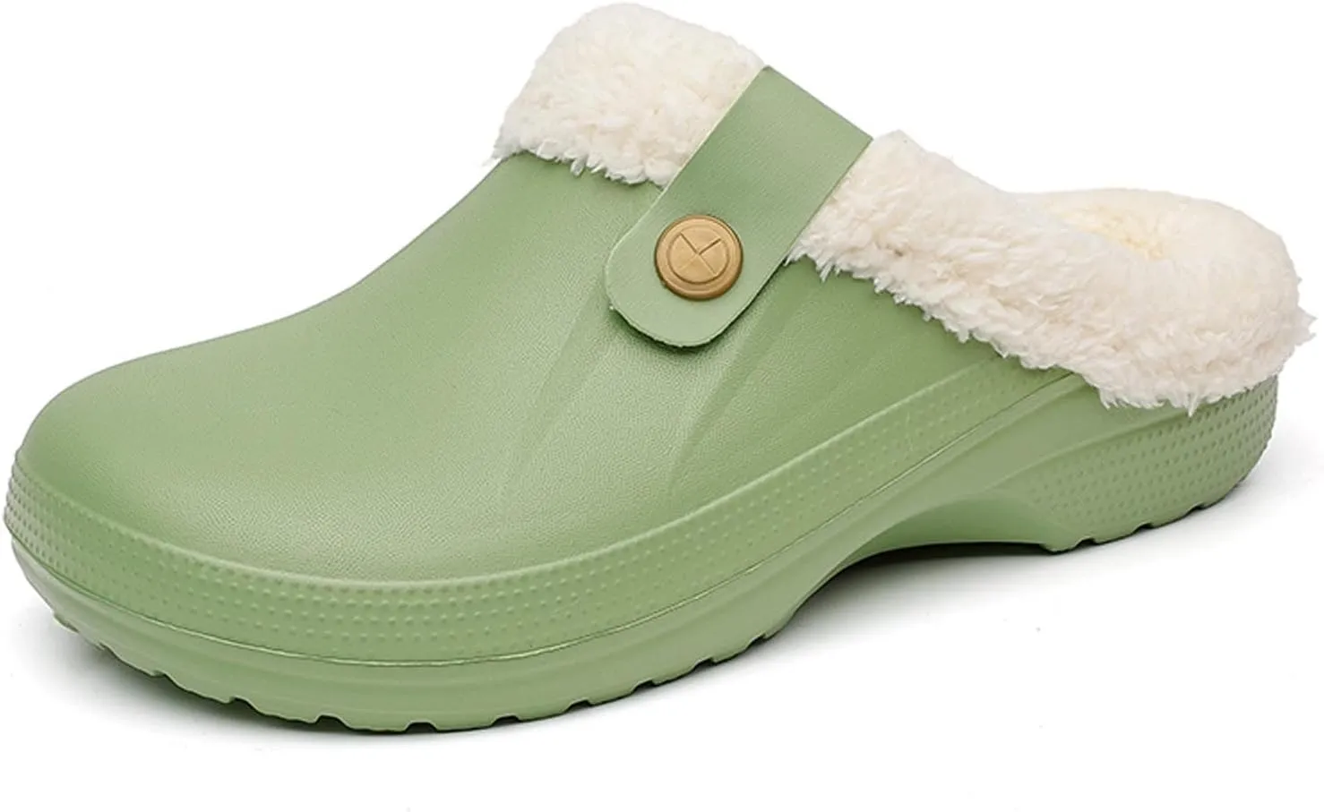 Mens Fur Lined Clogs Womens House Slippers Waterproof Garden Clogs Shoes Winter Warm Plush Home Bedroom Slippers Indoor Outdoor Mules