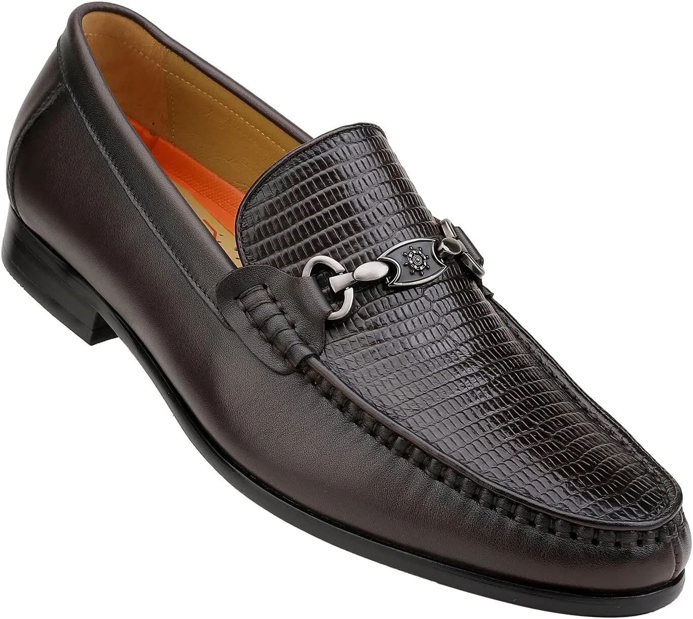 Mens Genuine Dress Shoes, Premium Crocodile Print Leather Slip-on Casual Shoes Penny Loafers for Mens, Black