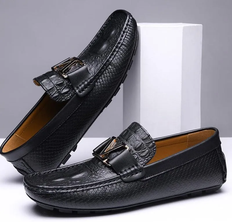 Men's Hands Free Slip On Walking Leather Shoes Loafers Lightweight Moccasins Stylish Shoes
