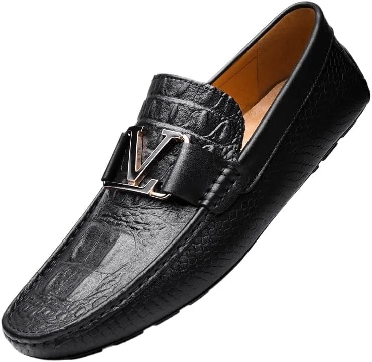 Men's Hands Free Slip On Walking Leather Shoes Loafers Lightweight Moccasins Stylish Shoes