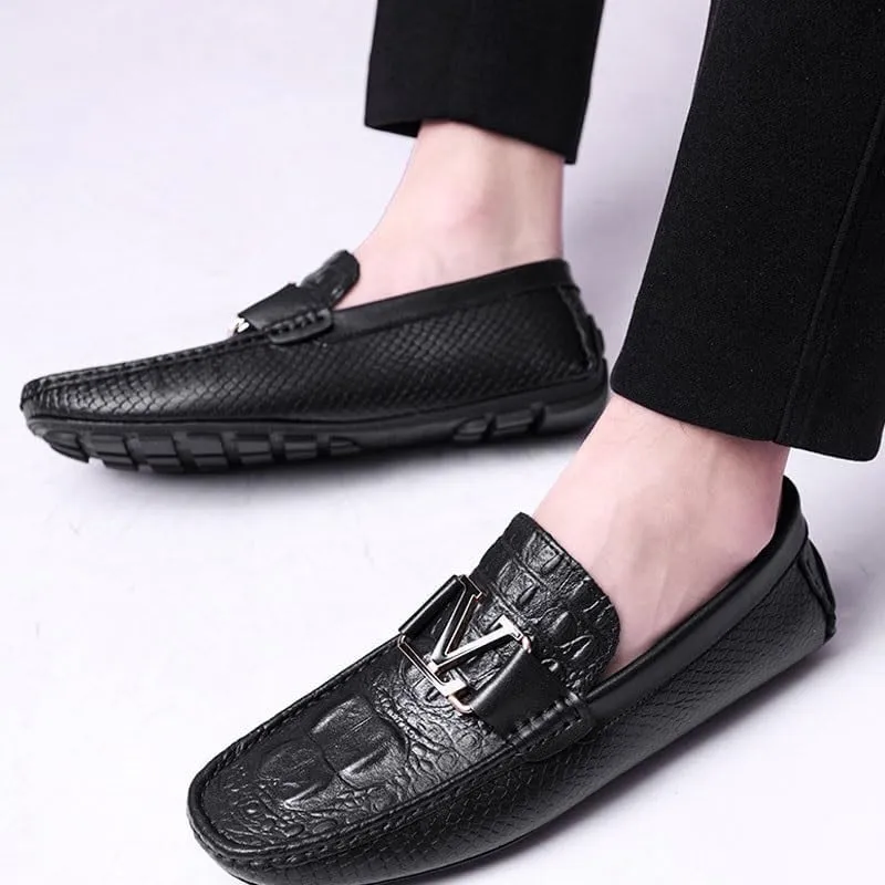 Men's Hands Free Slip On Walking Leather Shoes Loafers Lightweight Moccasins Stylish Shoes