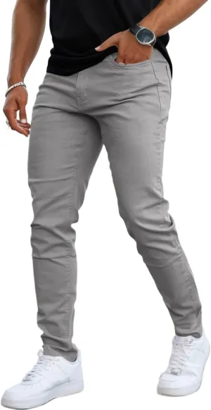Mens Jeans Skinny Stretch Premium High Rise Colored Jeans Expandable Waist