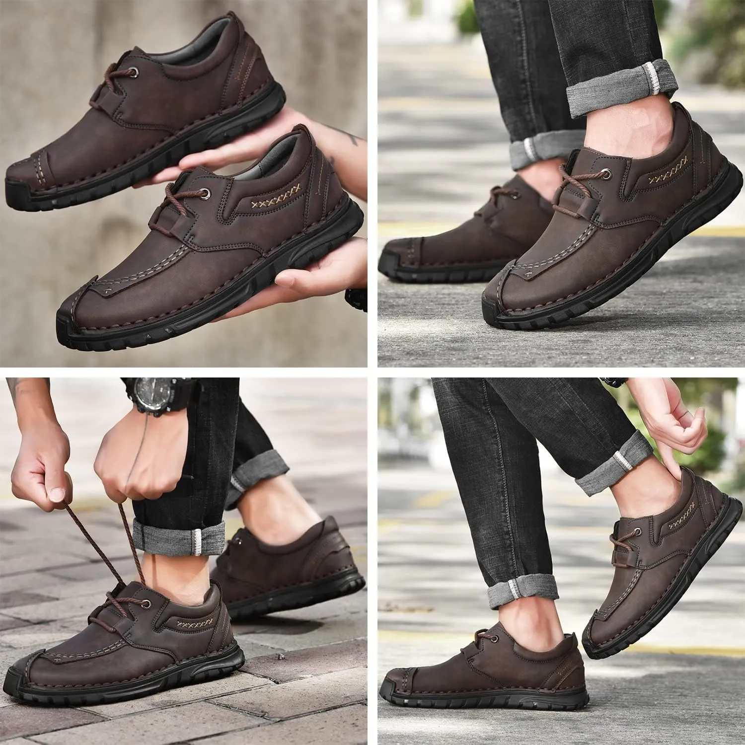 Men's Leather Casual Shoes Fashion Sneakers Driving Loafers Walking Shoes for Men