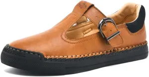 Mens Leather Loafers Comfortable Non-Slip Driving Shoes Lightweight Breathable Casual Oxford Shoes
