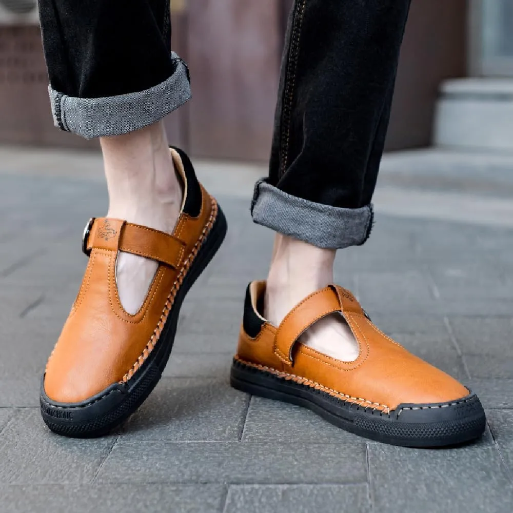 Mens Leather Loafers Comfortable Non-Slip Driving Shoes Lightweight Breathable Casual Oxford Shoes