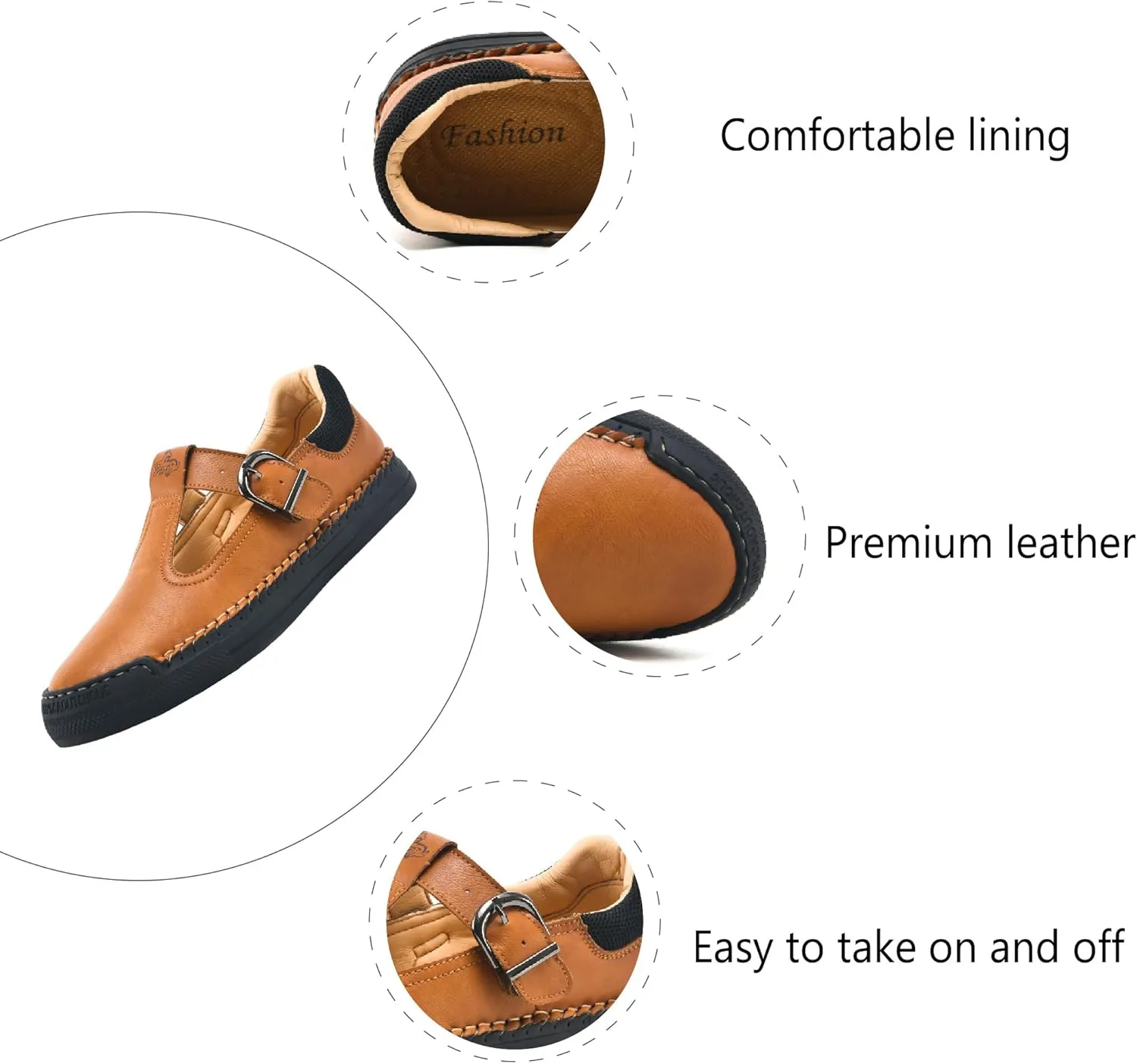 Mens Leather Loafers Comfortable Non-Slip Driving Shoes Lightweight Breathable Casual Oxford Shoes