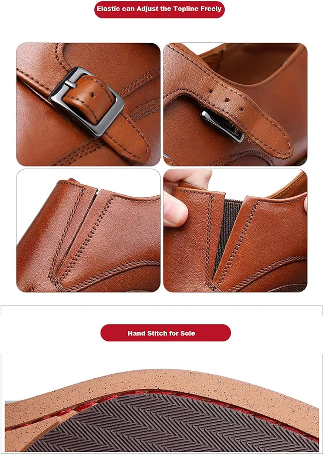 Mens Loafers Silp On Formal Dress Genuine Leather Double Buckle Monk Strap Loafers Fashion Comfort Business Shoes for Men