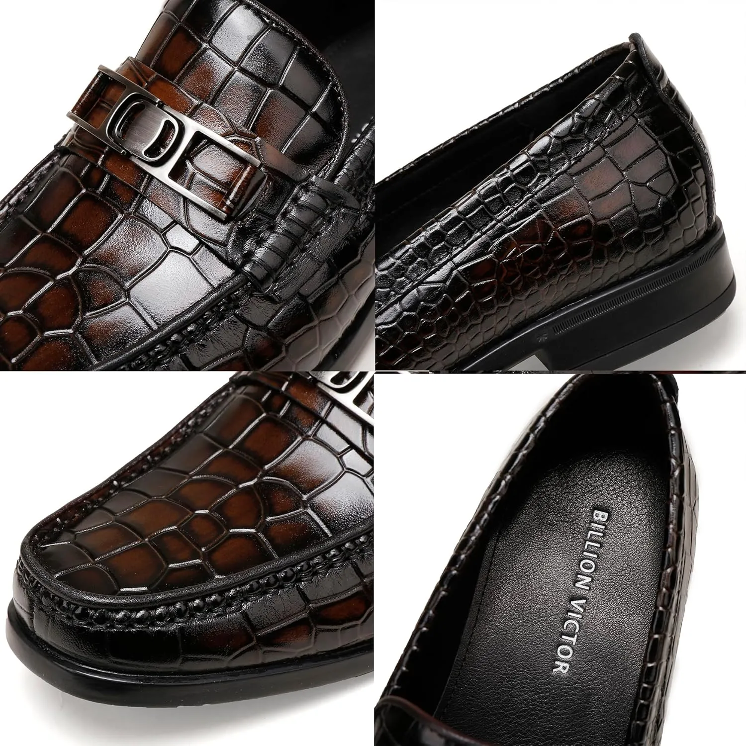 Mens Loafers Slip On,Crocodile Pattern Leather Dress Shoes Formal Shoes for Men