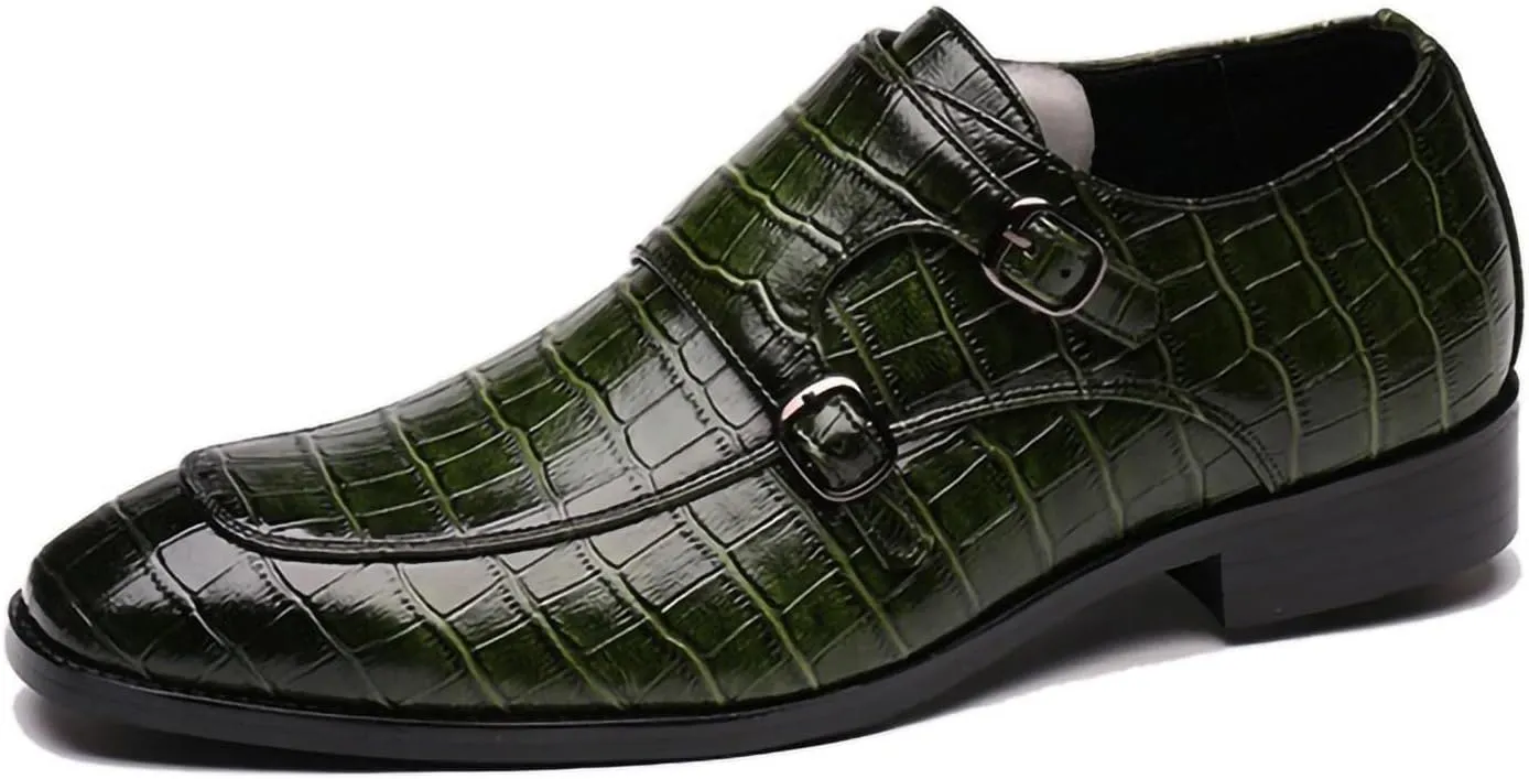 Men's Monk Strap Slip-On Loafers Premium PU Leather Oxford Dress Shoes Comfortable Business Casual Footwear Formal & Office Wear