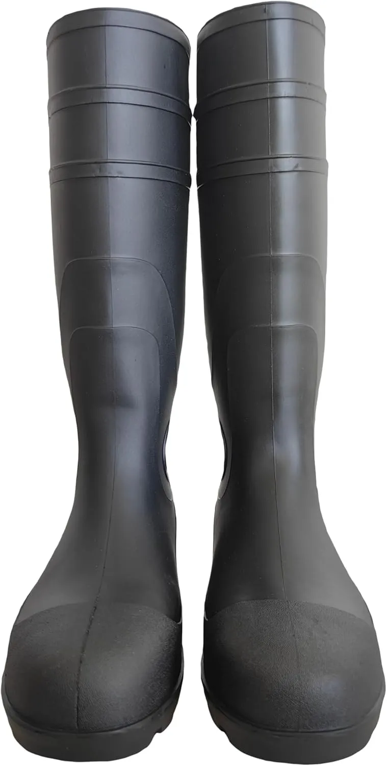 Men's Premium Tall Steel Toe Rain Boots - Waterproof Seamless PVC, Fortified Smash - proof, Durable Non - slip, All - terrain, Perfect for Fishing, Gardening, Work