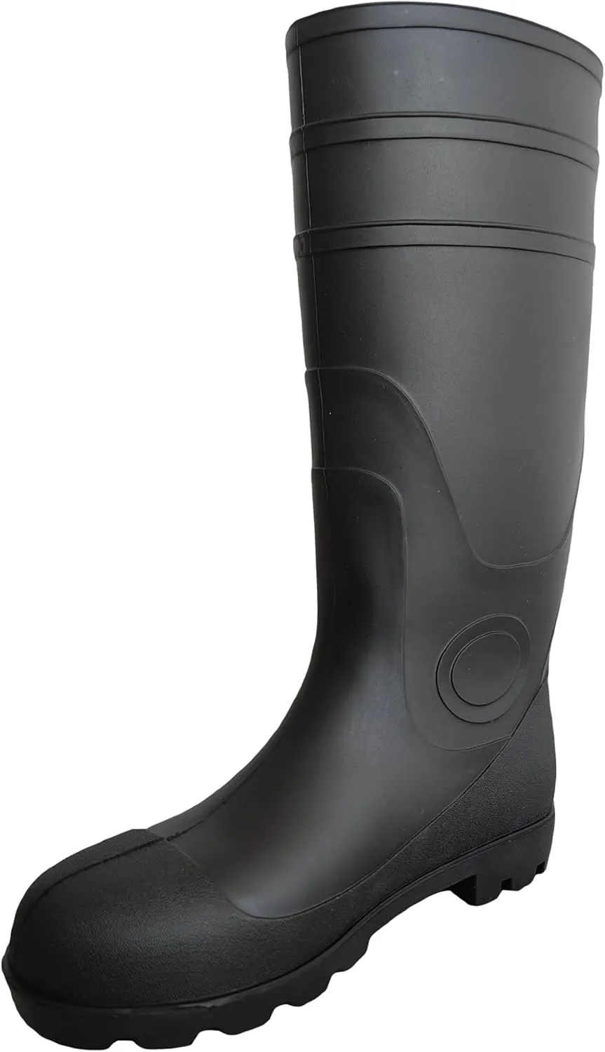 Men's Premium Tall Steel Toe Rain Boots - Waterproof Seamless PVC, Fortified Smash - proof, Durable Non - slip, All - terrain, Perfect for Fishing, Gardening, Work