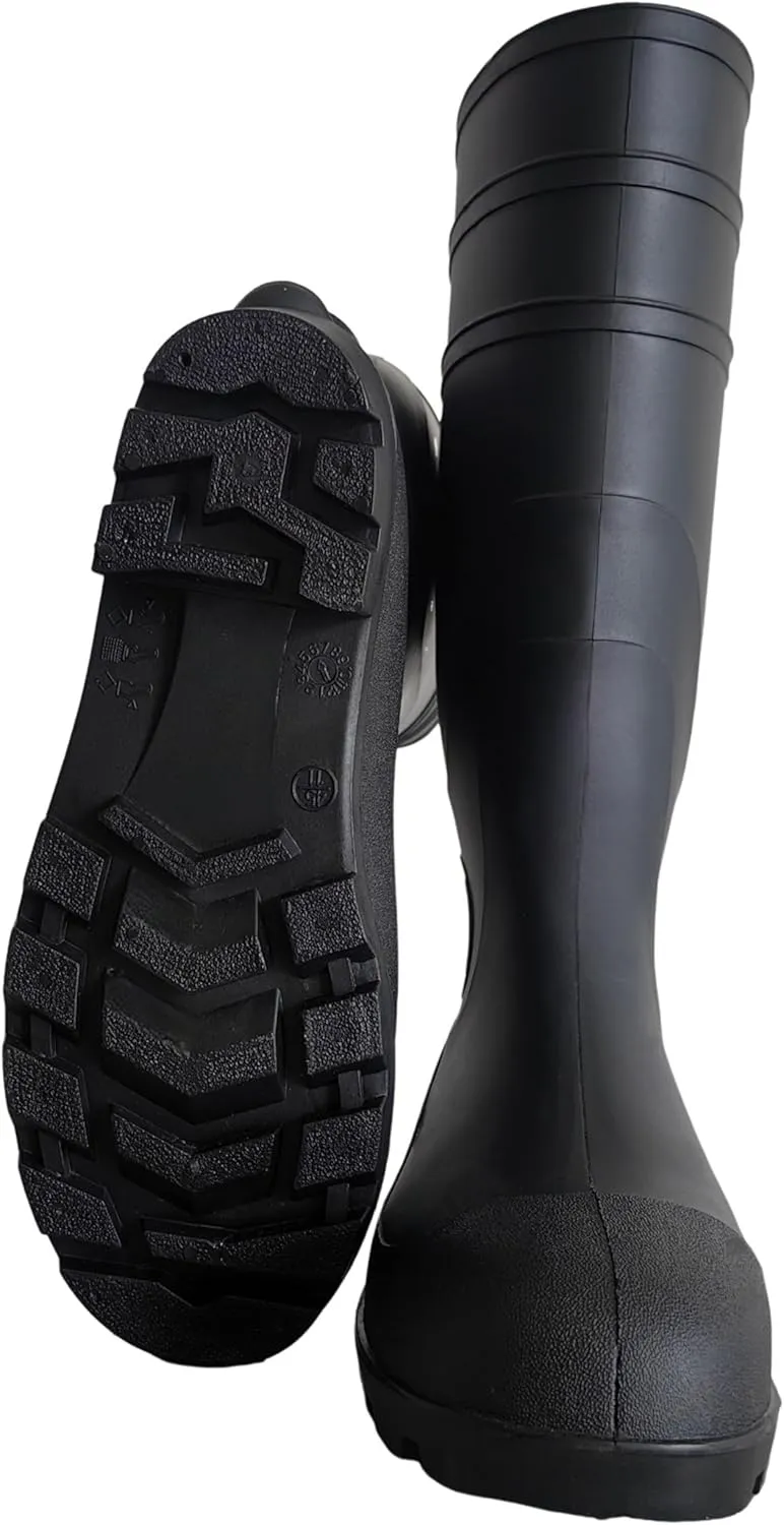 Men's Premium Tall Steel Toe Rain Boots - Waterproof Seamless PVC, Fortified Smash - proof, Durable Non - slip, All - terrain, Perfect for Fishing, Gardening, Work