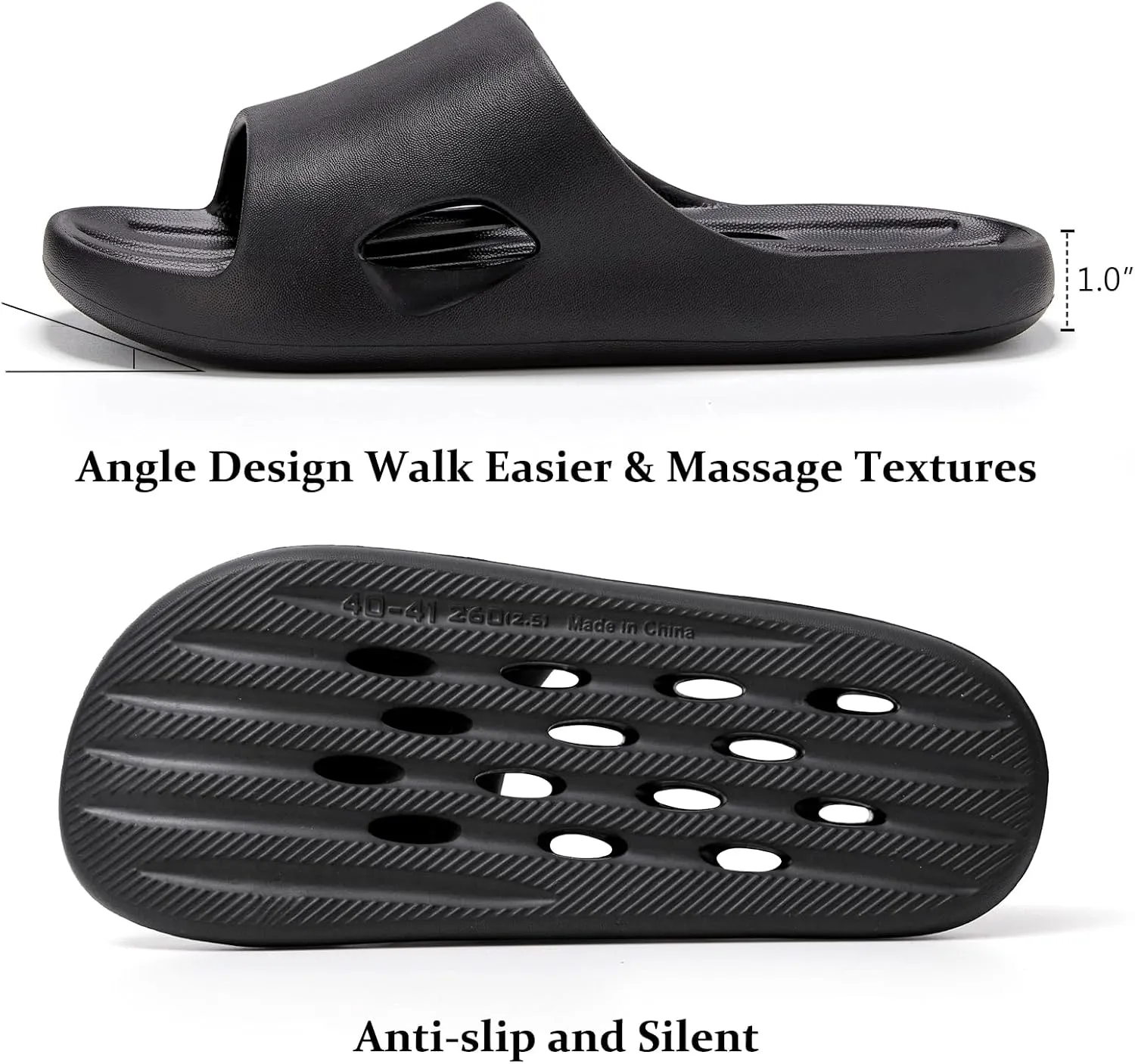 Mens Shower Shoes With Holes Dry Quickly Bath Slippers Womens Non Slip Indoor Home Bedroom Pool Spa Guest College Dorm