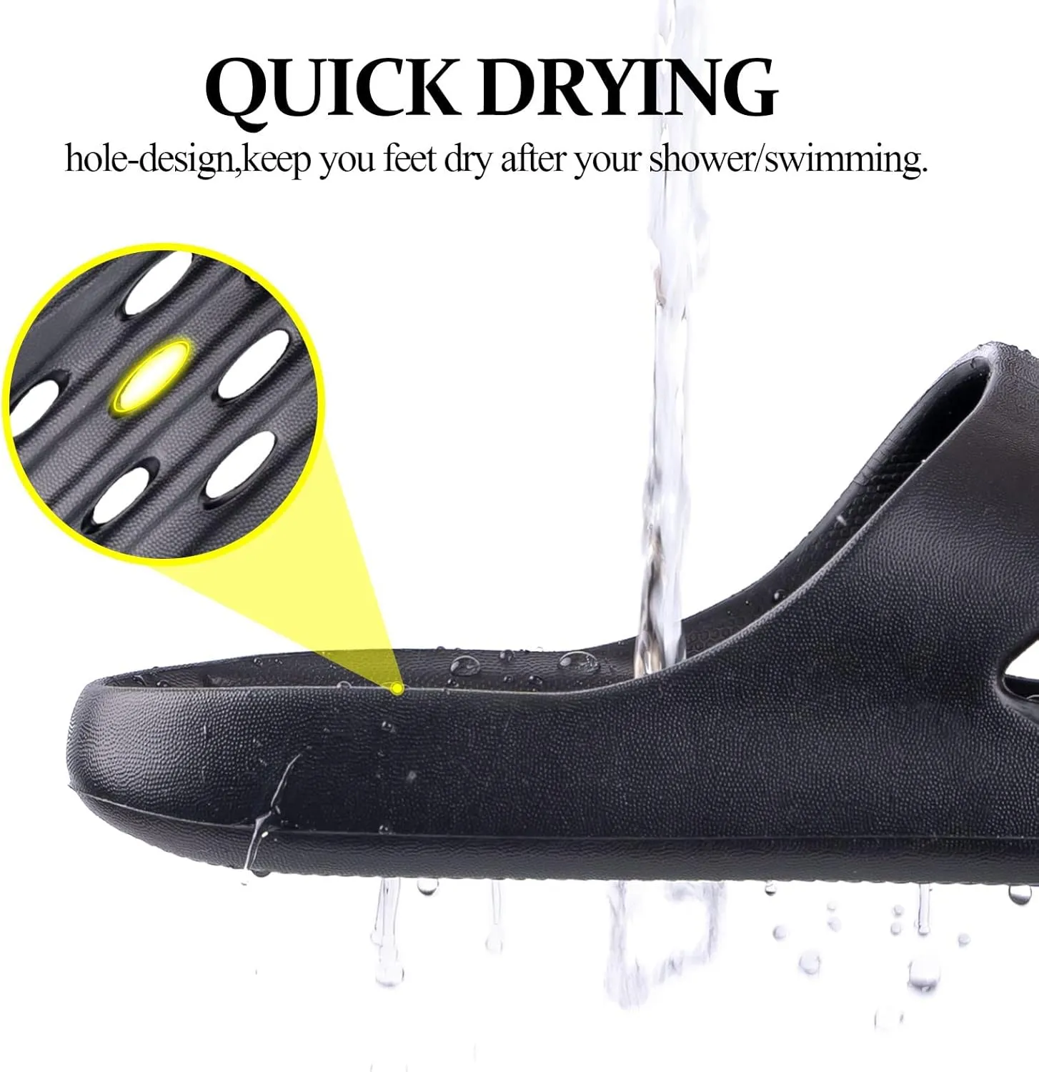Mens Shower Shoes With Holes Dry Quickly Bath Slippers Womens Non Slip Indoor Home Bedroom Pool Spa Guest College Dorm