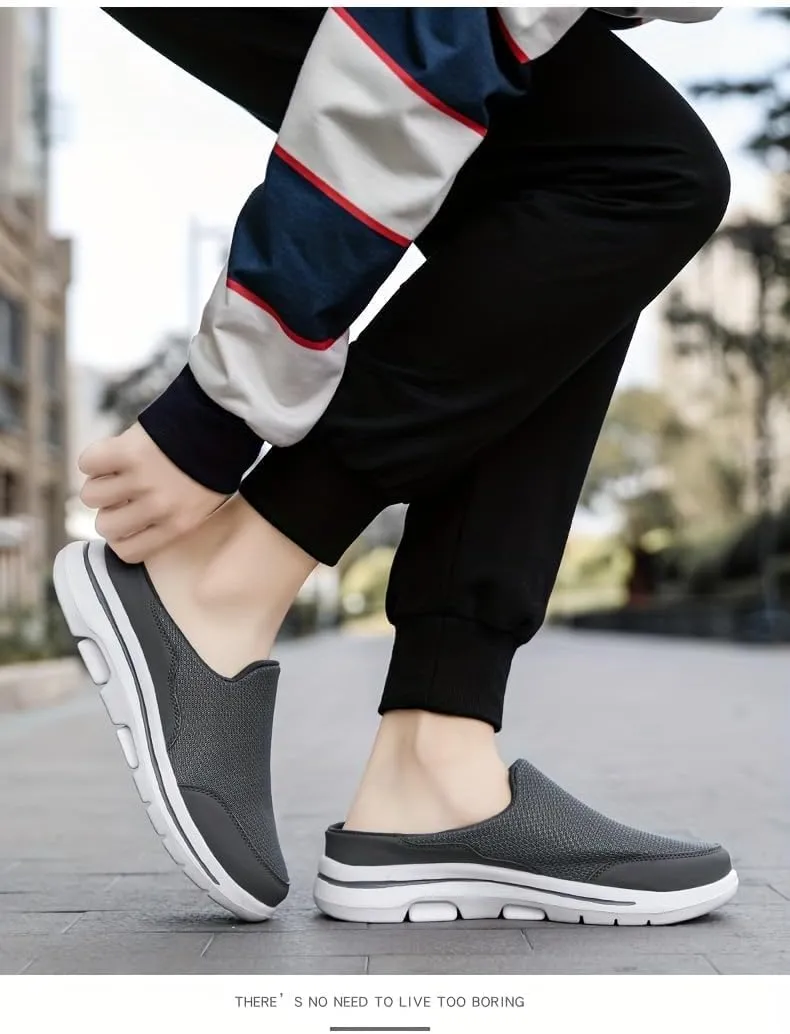 Men's Slip-on Mules Half Slippers, Women Casual Walking Shoes Outdoor, Backless Sneakers, Open Back Shoes, Closed Toe Slides