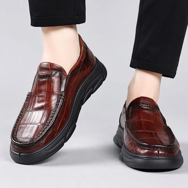 Men's Slip On Oxford Dress Shoes Embossing Design Classic Lace Up Formal Slip Resistant Shoes Men Loafers Casual On Shoes(White-Patch Five-Pointed star4,7)