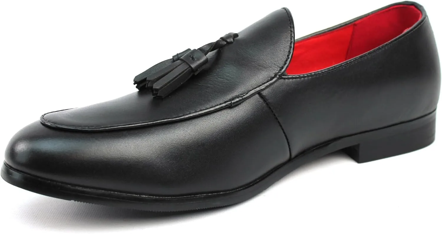 Men's Slip On Real Leather Loafer Tassel Dress Shoes