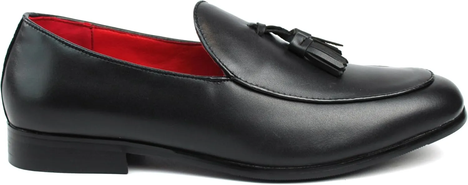 Men's Slip On Real Leather Loafer Tassel Dress Shoes