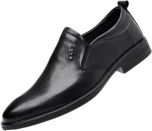 Men's Slip-Ons Loafers Retro Wingtip Dress Shoes Pointed Toe Non-Slip Softsole Walking Derby Shoes