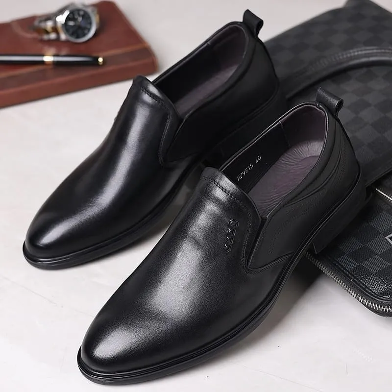 Men's Slip-Ons Loafers Retro Wingtip Dress Shoes Pointed Toe Non-Slip Softsole Walking Derby Shoes