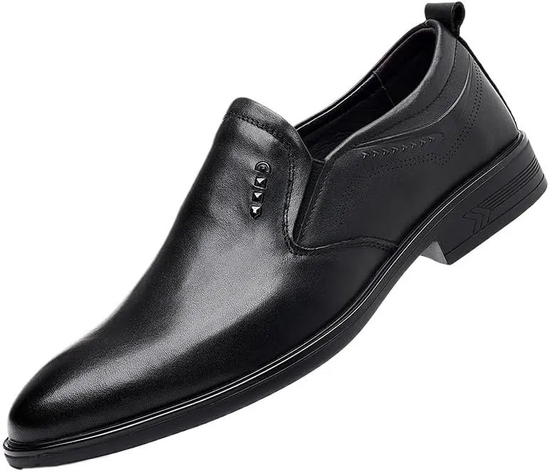 Men's Slip-Ons Loafers Retro Wingtip Dress Shoes Pointed Toe Non-Slip Softsole Walking Derby Shoes