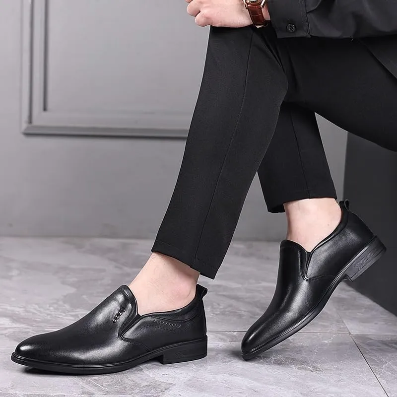Men's Slip-Ons Loafers Retro Wingtip Dress Shoes Pointed Toe Non-Slip Softsole Walking Derby Shoes