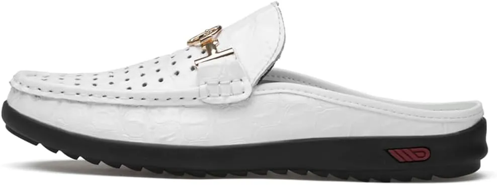 Men's Slippers Slip-On Loafers Leather Formal Wear Casual Open Back Sandals