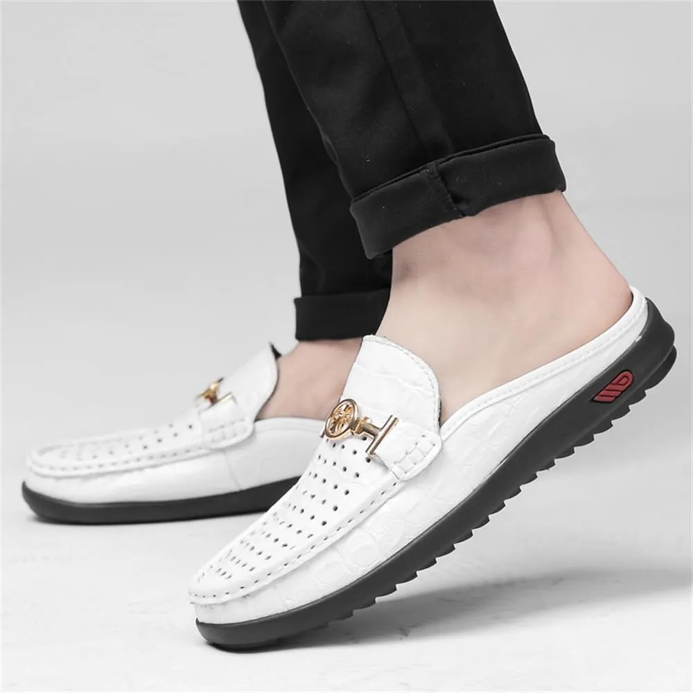 Men's Slippers Slip-On Loafers Leather Formal Wear Casual Open Back Sandals