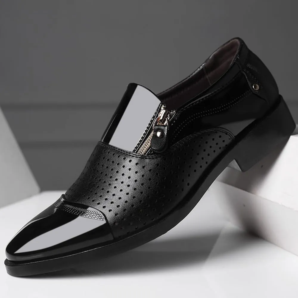 Men's Tuxedo Patent Leather Dress Shoes Classic Zip Formal Business Shoes Oxfords