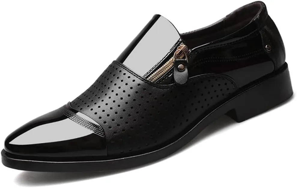 Men's Tuxedo Patent Leather Dress Shoes Classic Zip Formal Business Shoes Oxfords