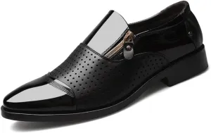 Men's Tuxedo Patent Leather Dress Shoes Classic Zip Formal Business Shoes Oxfords