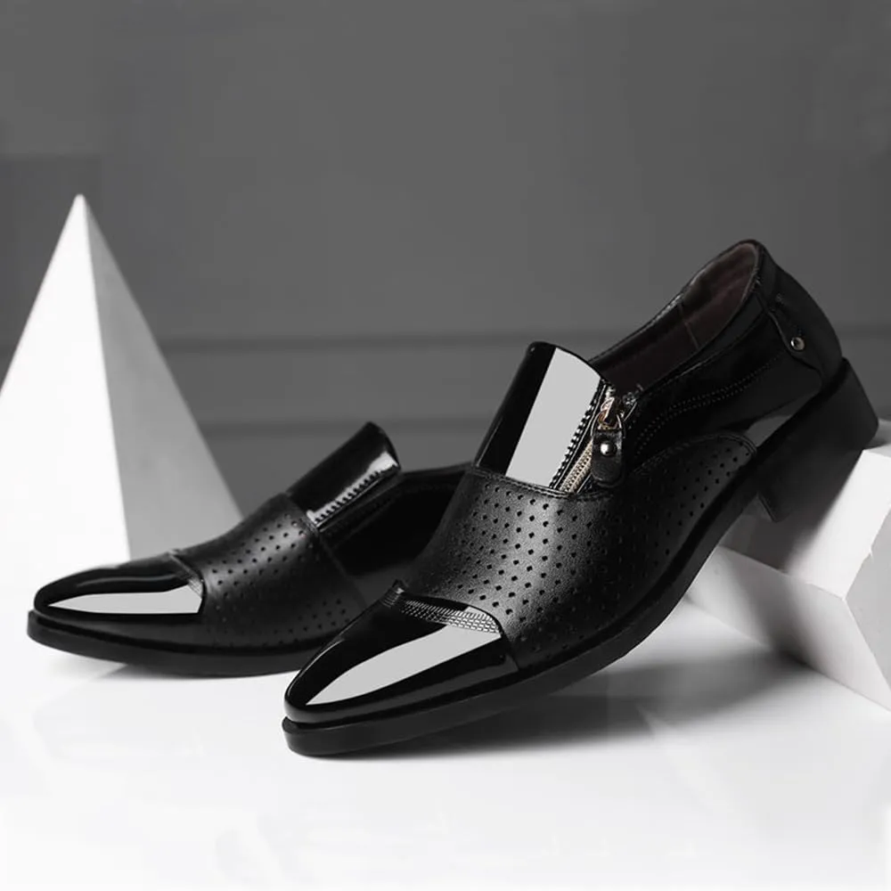 Men's Tuxedo Patent Leather Dress Shoes Classic Zip Formal Business Shoes Oxfords