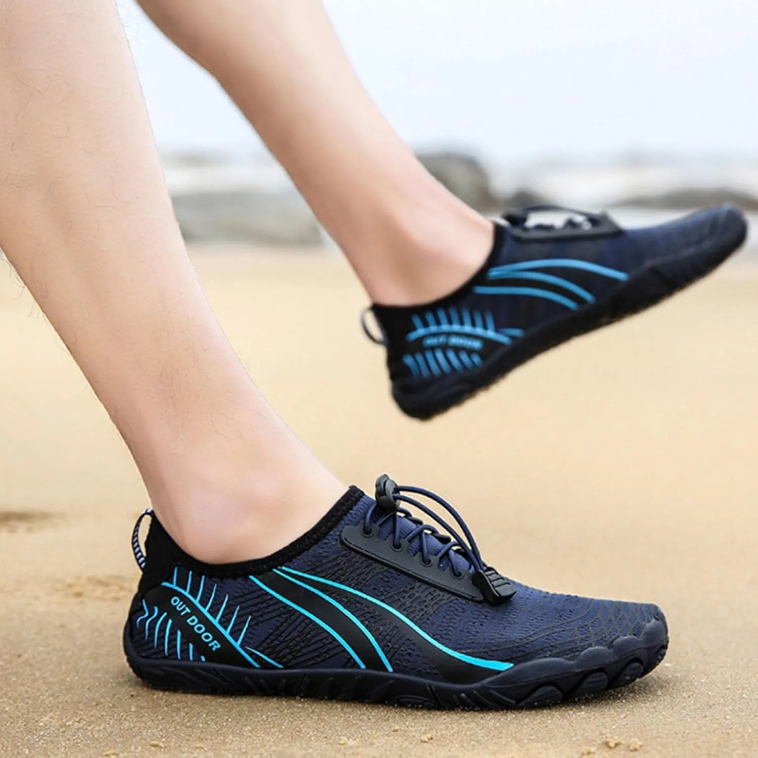 Mens Water Shoes Wide Toe Box Breathable Non Slip Athletic Water Shoes Hiking Womens Water Shoes Wide Width Jogging Quick Dry Pool Sports Sneaker for Pool Beach Surf Water Park Yoga