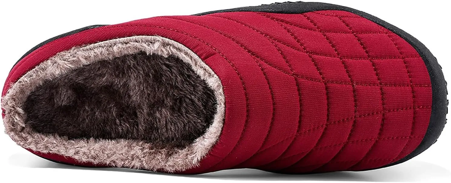 Men's Winter Slippers Solid Non Slip Slippers Fleece Lined Warm Cotton Lightweight Flat Wool Men Boot