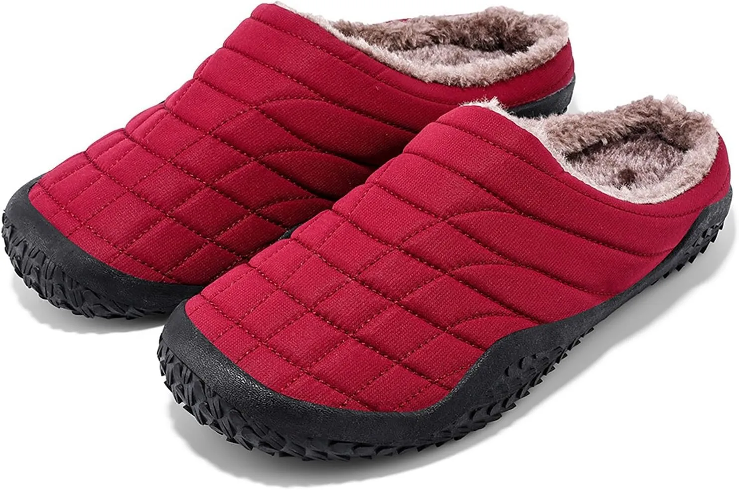 Men's Winter Slippers Solid Non Slip Slippers Fleece Lined Warm Cotton Lightweight Flat Wool Men Boot