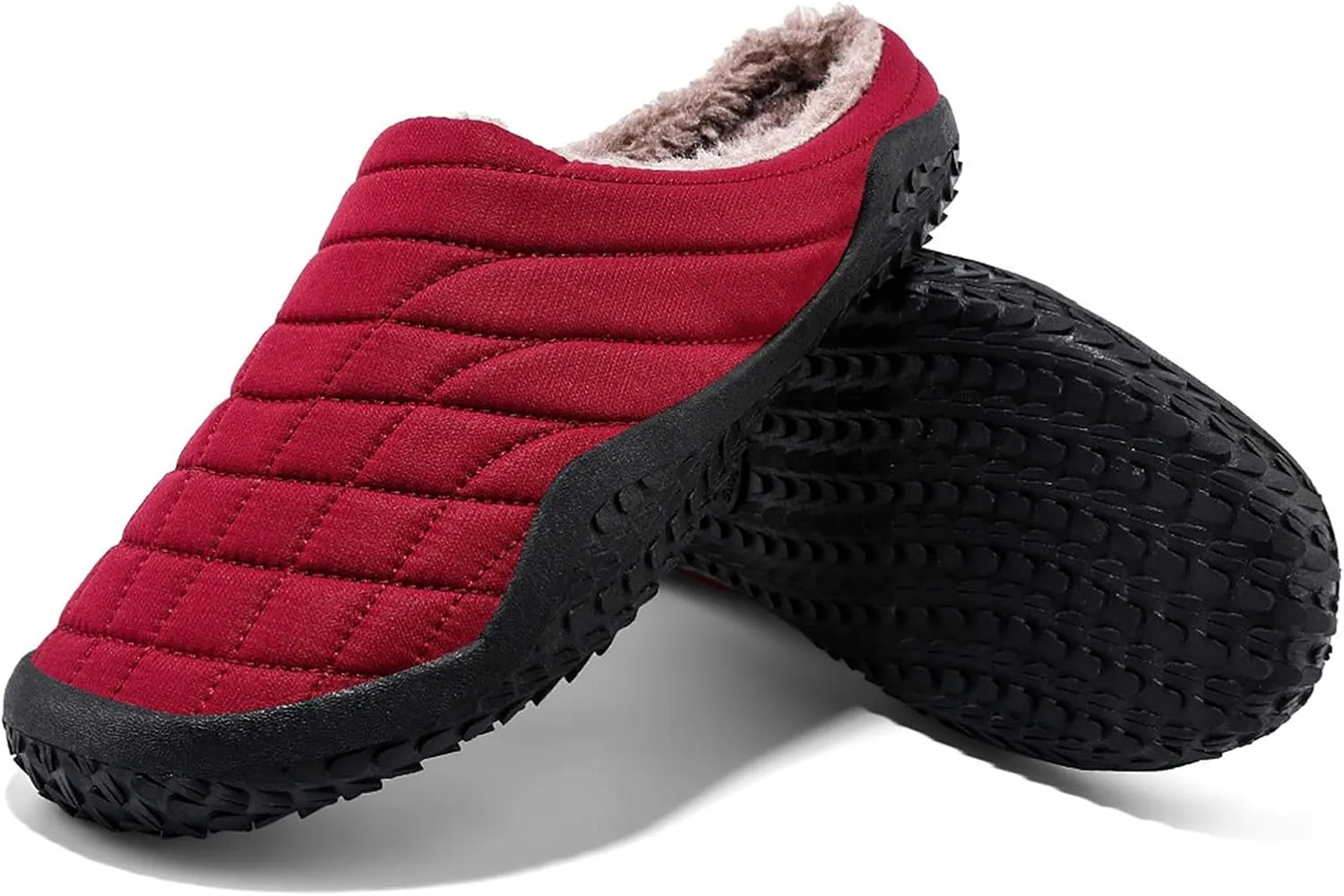 Men's Winter Slippers Solid Non Slip Slippers Fleece Lined Warm Cotton Lightweight Flat Wool Men Boot