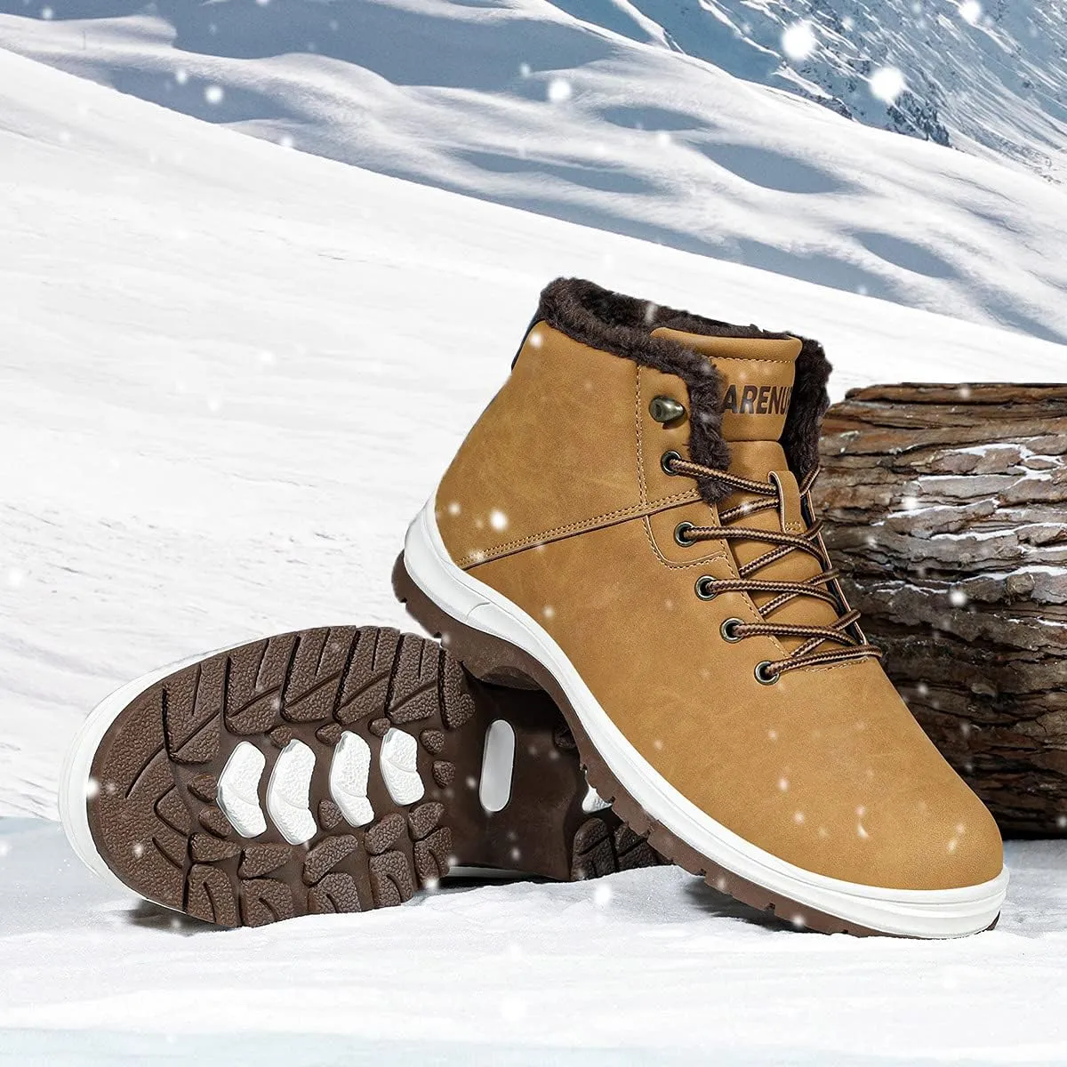 Mens Winter Snow Boots Water Resistant Warm Fur Lined Anti Slip Work Ankle Shoes Casual Lightweight Hiking Outdoor Trekking Boot