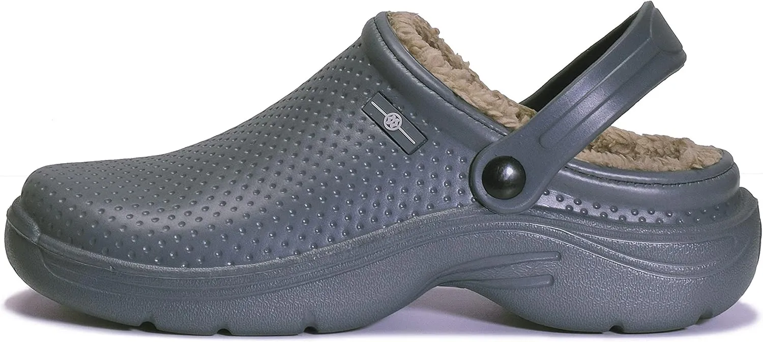 Men's Women's Lined Clogs Winter Waterproof Slippers Slip On Garden Shoes Non-Slip Home House Slipper Indoor Outdoor Mules with Soft Fleece Lining