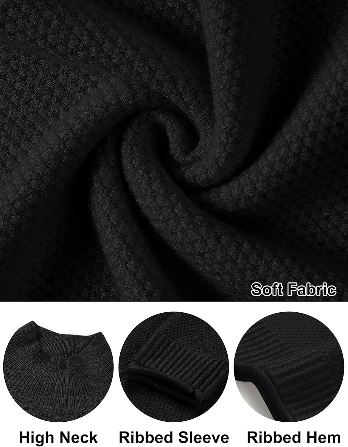 MEROKEETY Women's Long Sleeve Turtleneck Cozy Knit Sweater Casual Loose Pullover Jumper Tops