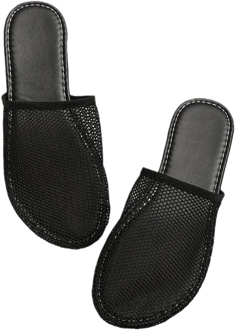 Mesh Flat Slippers for Women, Mesh Slipper for Women, Dressy Slip on for Womens Toe Casual Slingback Flat Mules Women's Fashion Buckle Strap Slide Fishnet Flats Summer Slippers