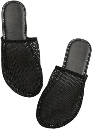 Mesh Flat Slippers for Women, Mesh Slipper for Women, Dressy Slip on for Womens Toe Casual Slingback Flat Mules Women's Fashion Buckle Strap Slide Fishnet Flats Summer Slippers
