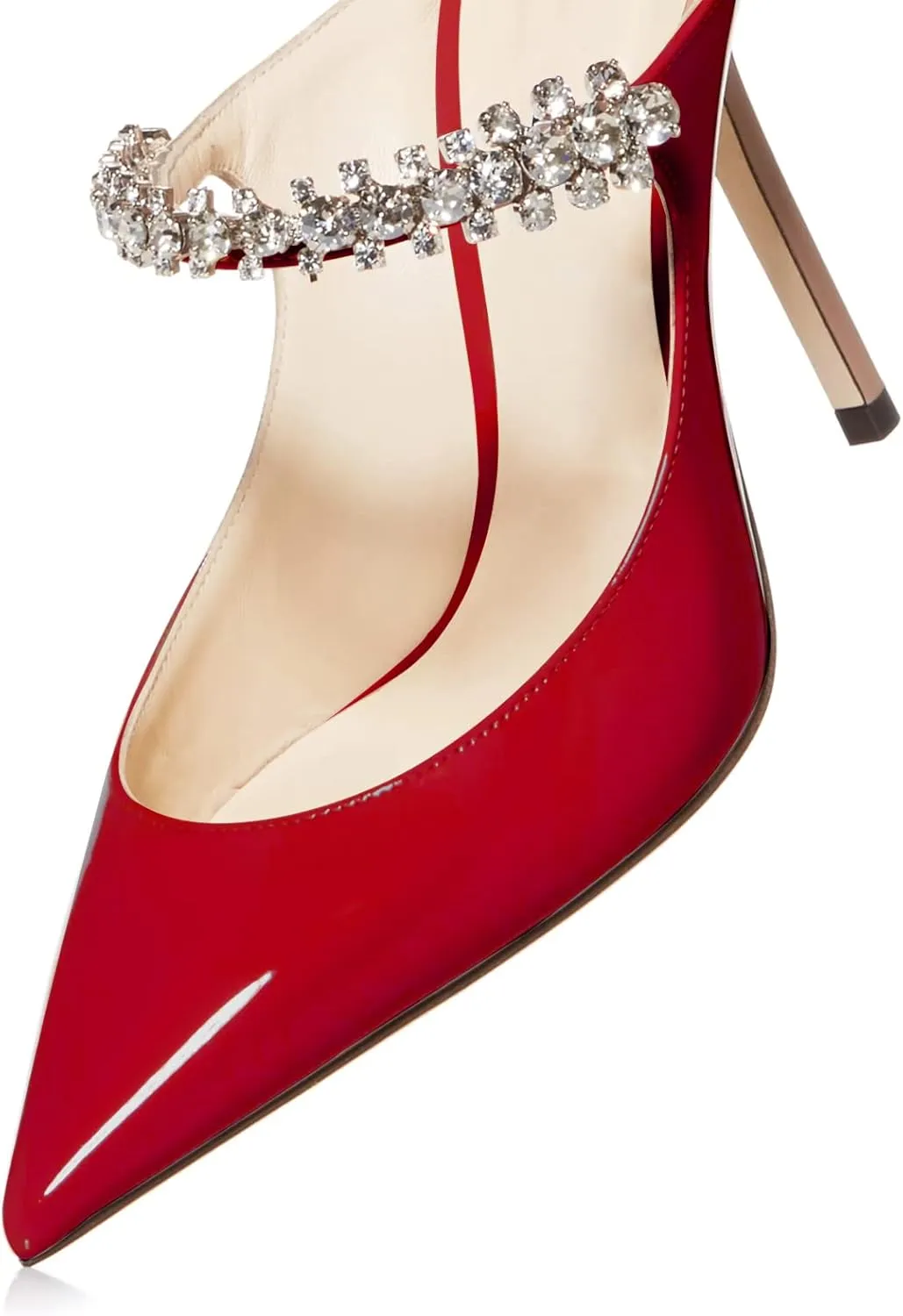 MIRAAZZURRA Women Heeled Mules Rhinestone Strappy Pointed Toe Mules Stiletto High Heels Slip On Bridal Sandals for Women