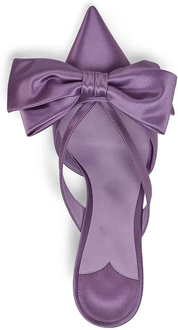 MissHeel Kitten Heels with Bow 2 inch Rhinestone Mules