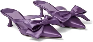 MissHeel Kitten Heels with Bow 2 inch Rhinestone Mules