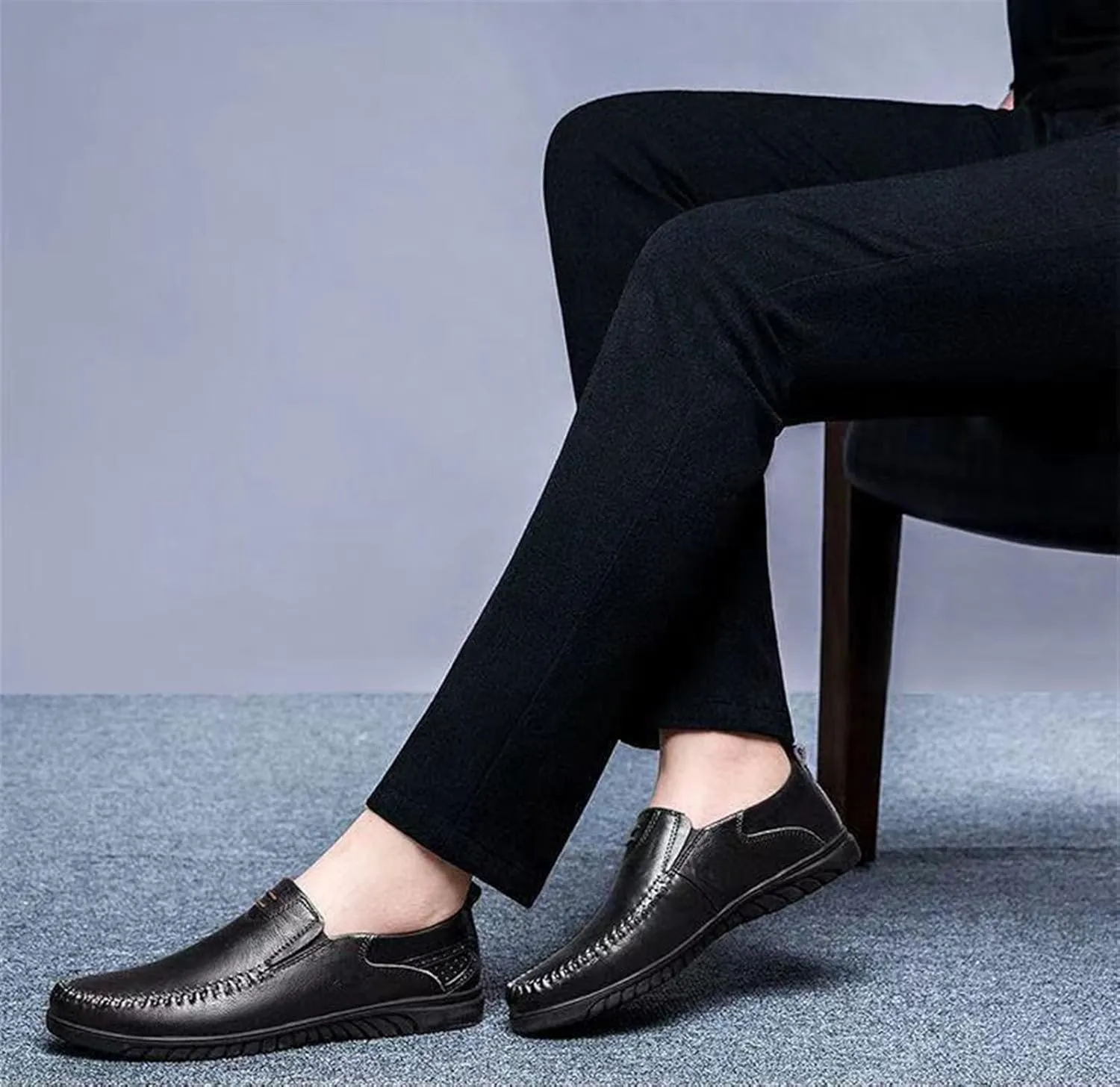Moccasins Low Top Flat Heel Loafers for Men's Classic Business Oxfords Lightweight Slip on Soft Sole Drive Dress Shoes Comfort Lined Formal Shoes