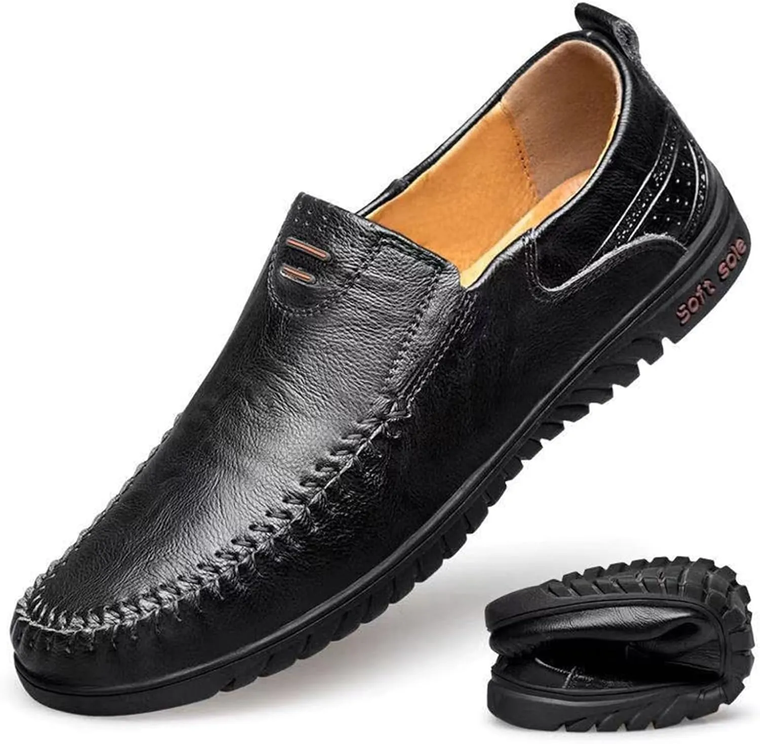 Moccasins Low Top Flat Heel Loafers for Men's Classic Business Oxfords Lightweight Slip on Soft Sole Drive Dress Shoes Comfort Lined Formal Shoes