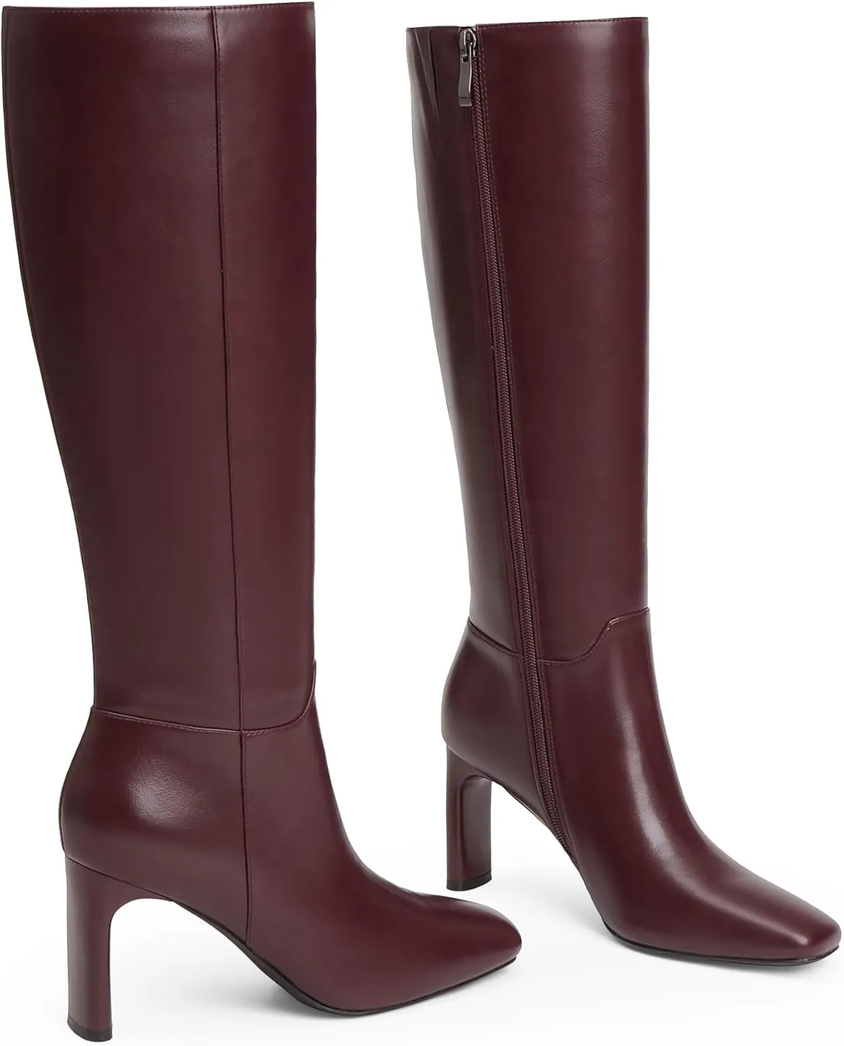 Modatope Knee High Boots for Women Square Toe Chunky Heel Long Tall Fall Boots for Women