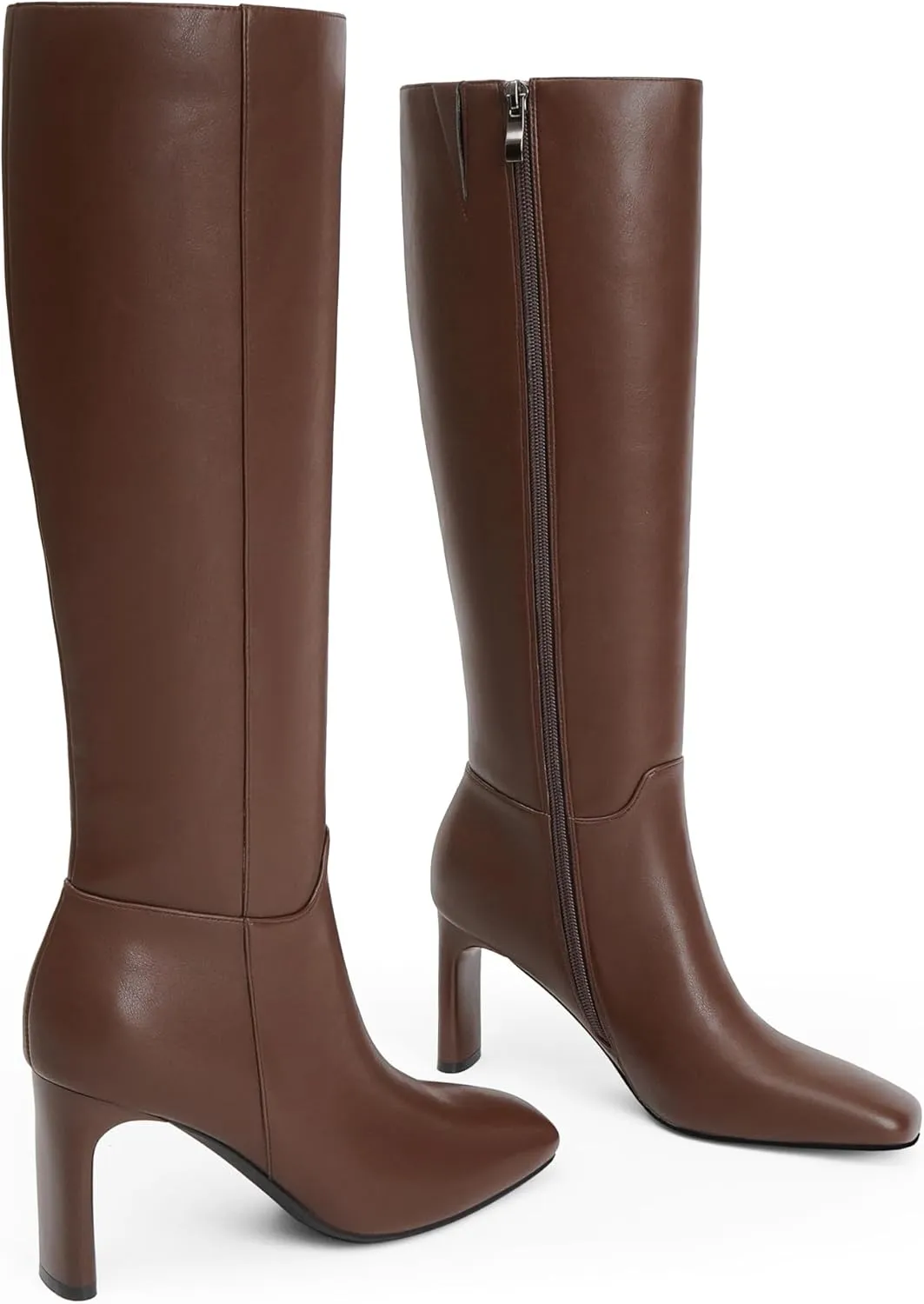 Modatope Knee High Boots for Women Square Toe Chunky Heel Long Tall Fall Boots for Women