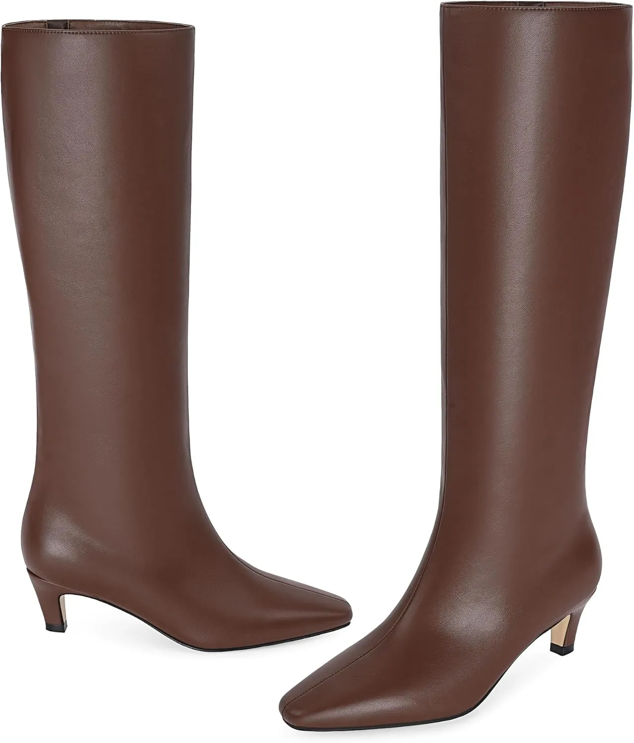 Modatope Knee High Boots Women Square Toe Kitten Heel Tall Boots Womens Fashion Long Boots